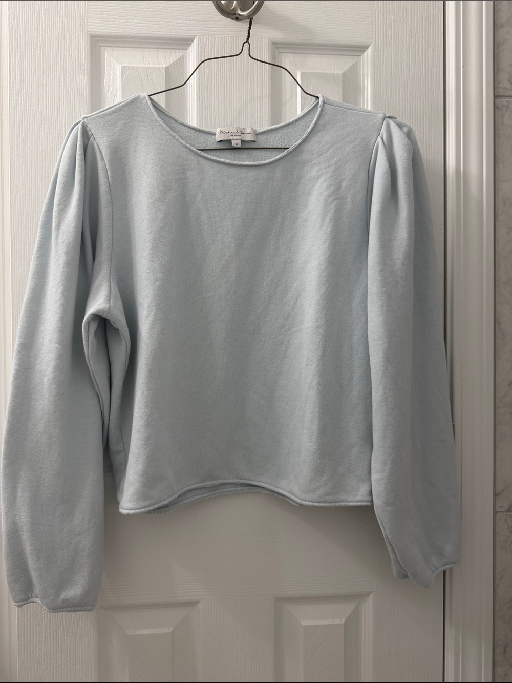 Michael Stars Light Blue Puff Sleeve Sweatshirt